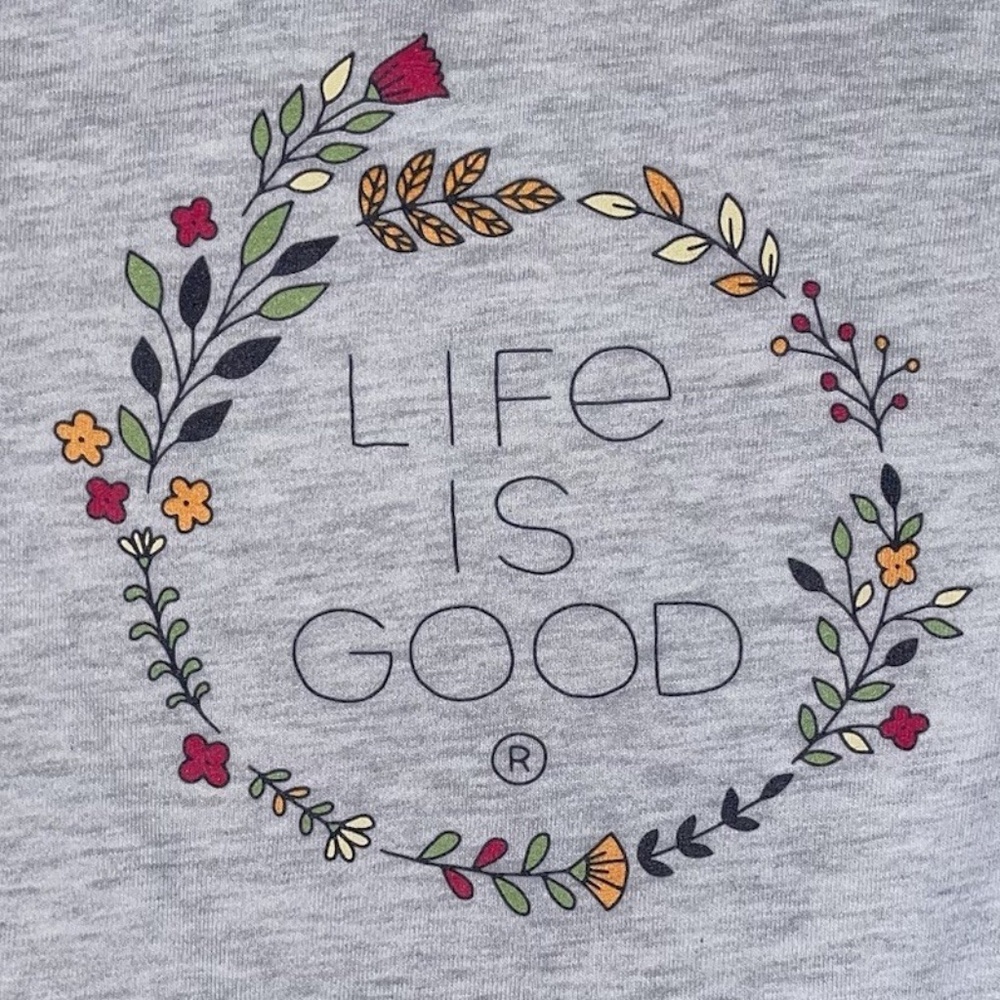 Life Is Good Sweatshirt Women's Small Gray Pullover Graphic Crew Neck Ladies - Picture 2 of 11